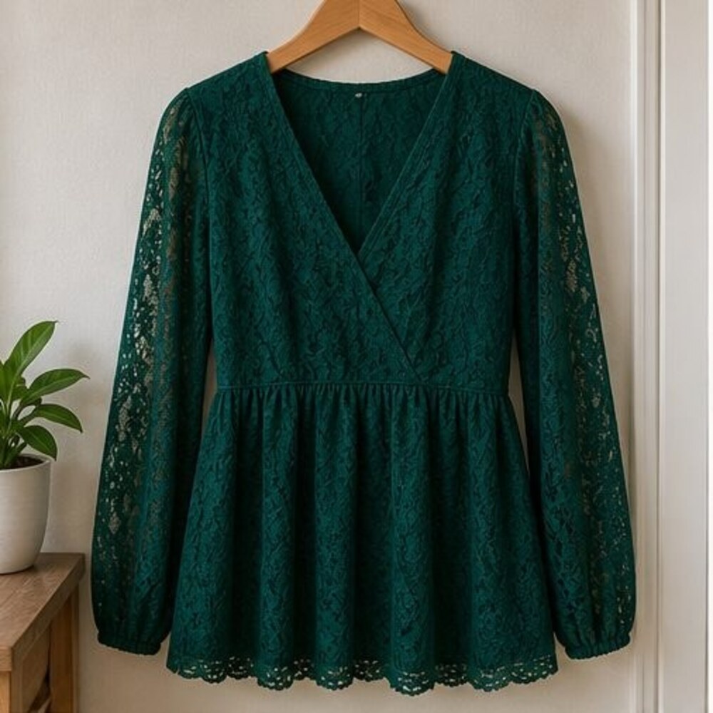 Emerald Peplum Top
